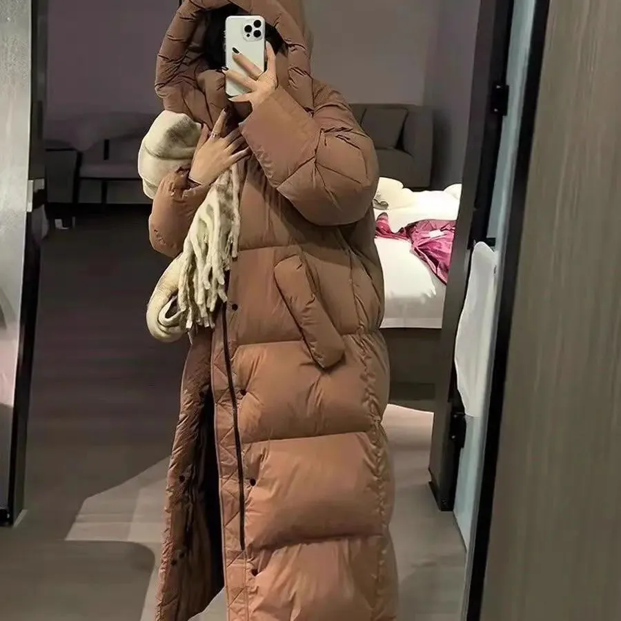 Women's Long Down Jacket Loose Big Yards Warm Jacket Casual Parka