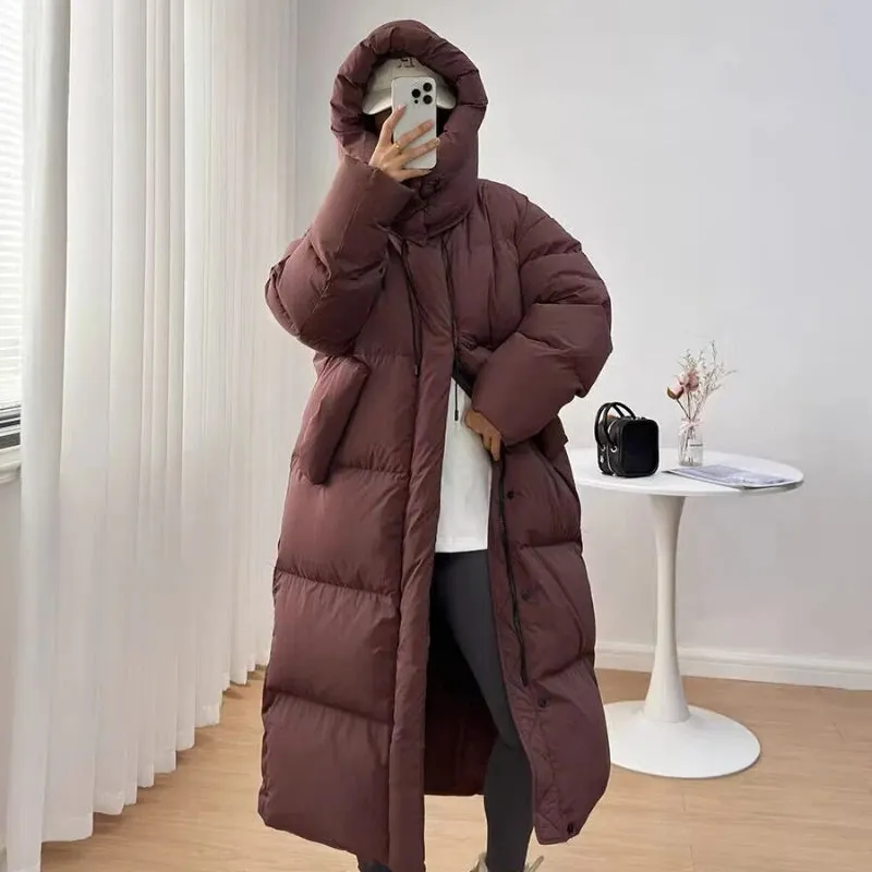 Women's Long Down Jacket Loose Big Yards Warm Jacket Casual Parka