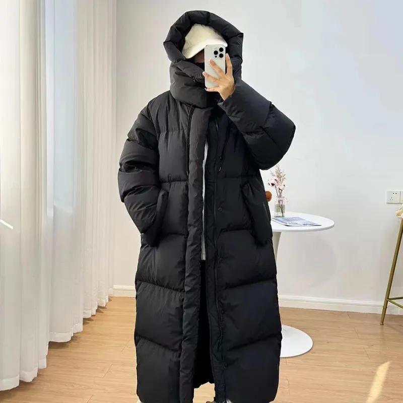 Women's Long Down Jacket Loose Big Yards Warm Jacket Casual Parka