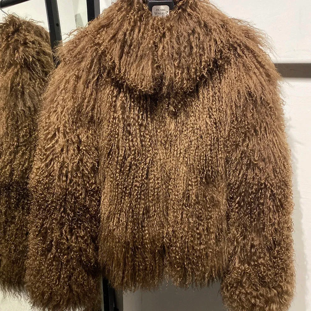 Women's Mongolian Curly Shearling Jacket