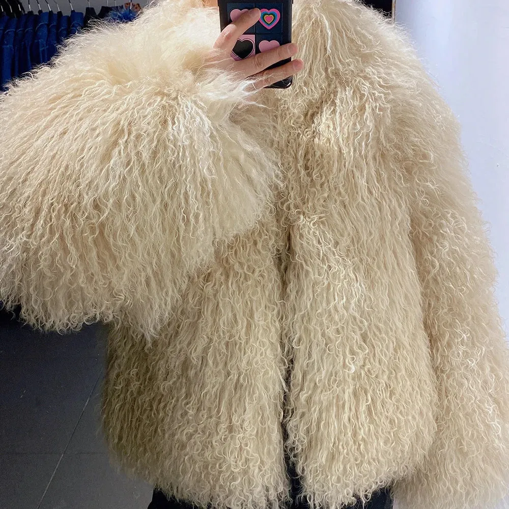 Women's Mongolian Curly Shearling Jacket