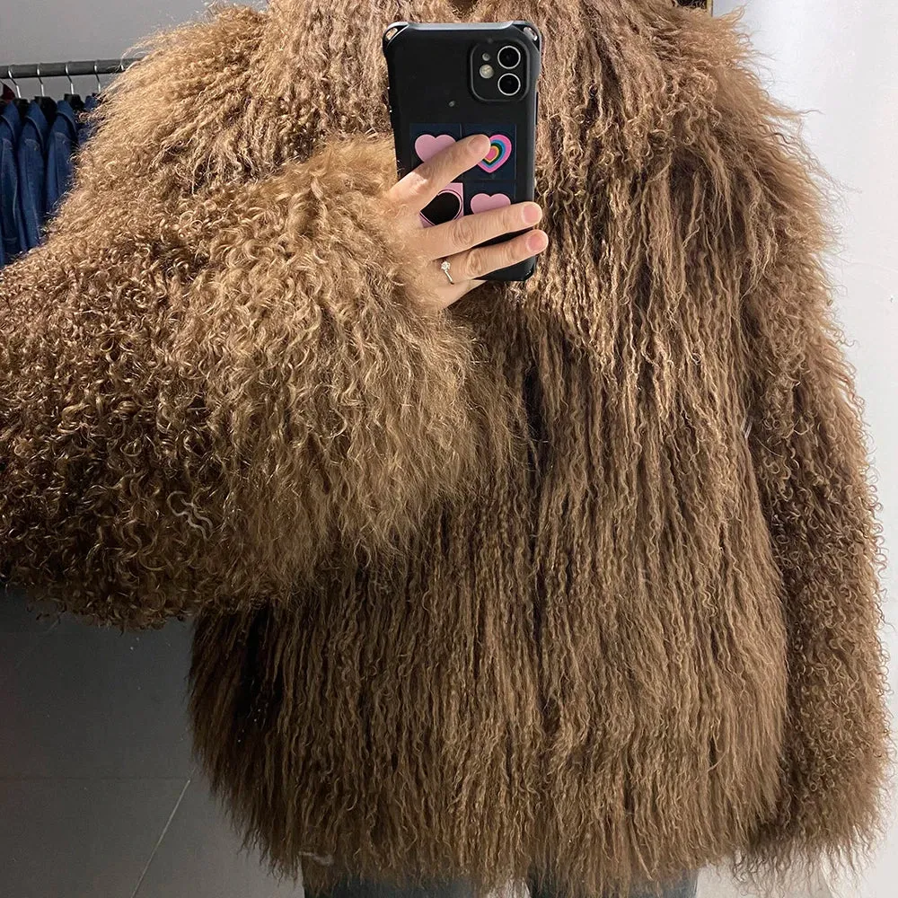 Women's Mongolian Curly Shearling Jacket