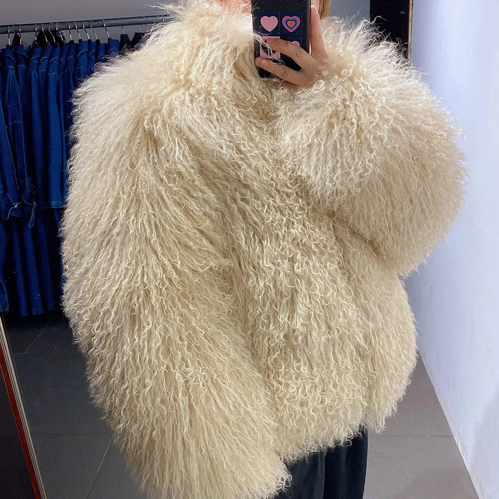 Women's Mongolian Curly Shearling Jacket