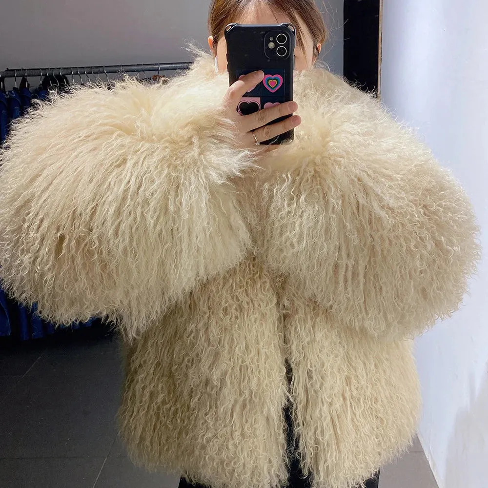 Women's Mongolian Curly Shearling Jacket