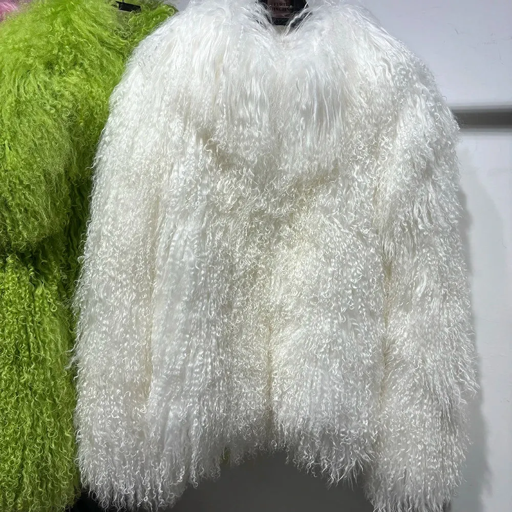 Women's Mongolian Curly Shearling Jacket