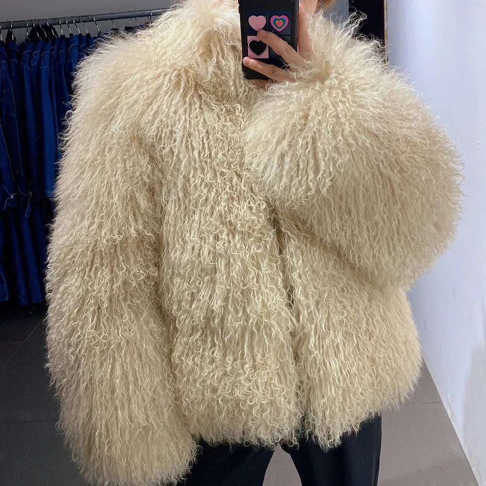 Women's Mongolian Curly Shearling Jacket