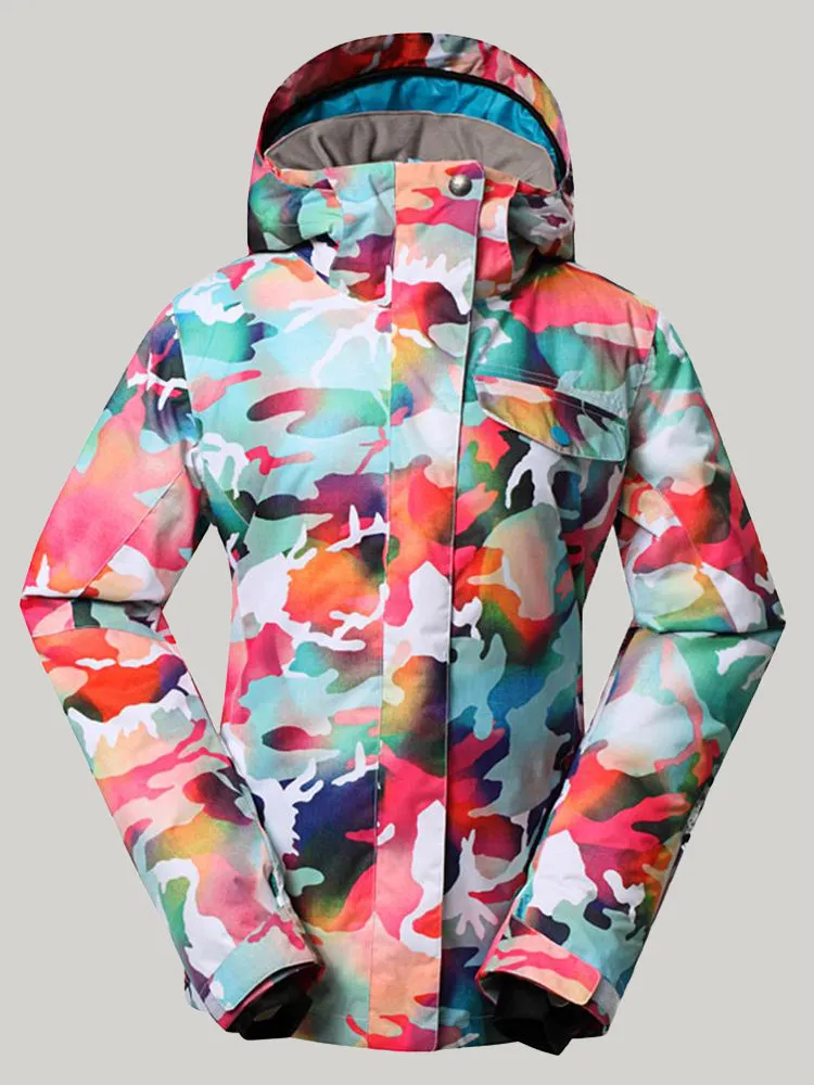 Women's Ski Suits Camo Snowboard Jacket Pants Sets