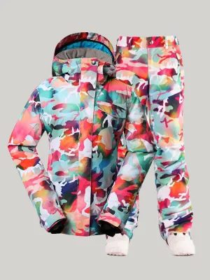 Women's Ski Suits Camo Snowboard Jacket Pants Sets