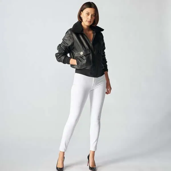 Zermatt Leather Bomber Jacket For Women