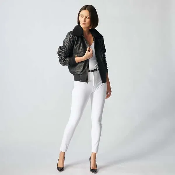 Zermatt Leather Bomber Jacket For Women